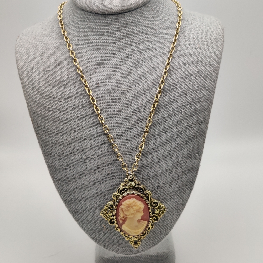 Gerry's Gold-tone Ornate Cameo Necklace